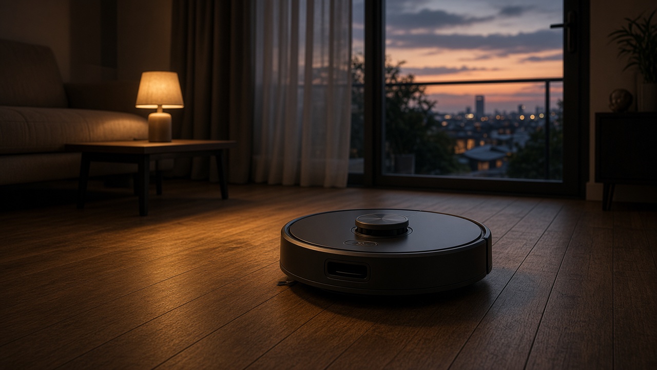 Dreame X50 Cyber in a living room at dusk.